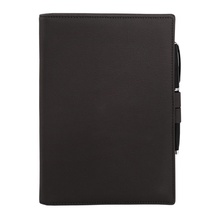 Ежедневник-портфолио Clip, коричневый, эко-кожа, недатированный кремовый блок + ручка Opera (черный/хром), серая подарочная коробка