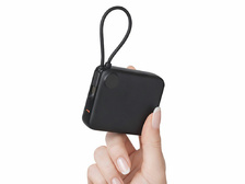 Внешний аккумулятор со встроенным кабелем Liri, QC/PD, 10000 мАч, черный