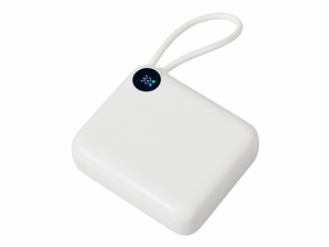 Внешний аккумулятор со встроенным кабелем Liri, QC/PD, 10000 мАч, теплый белый