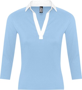 Рубашка поло женская с рукавом 3/4 PANACH 190 голубая